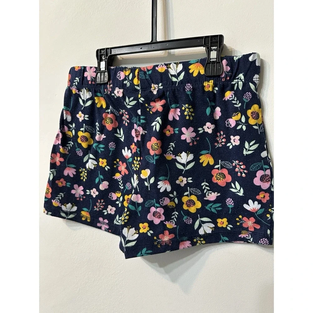 Eddie Bauer Kids Girls Pajama Shorts Medium 10/12 Floral Navy Sleep Shorts PJ
